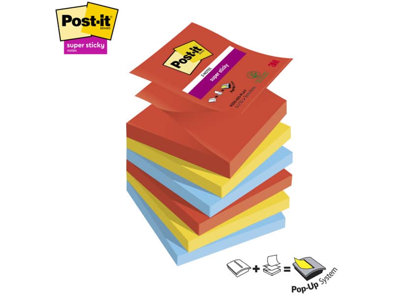 Ricariche di foglietti Post-it® Super Sticky Z-Notes Playful - conf. 6 blocchetti 90 ff 76x76 mm R330-6SS-PLAY