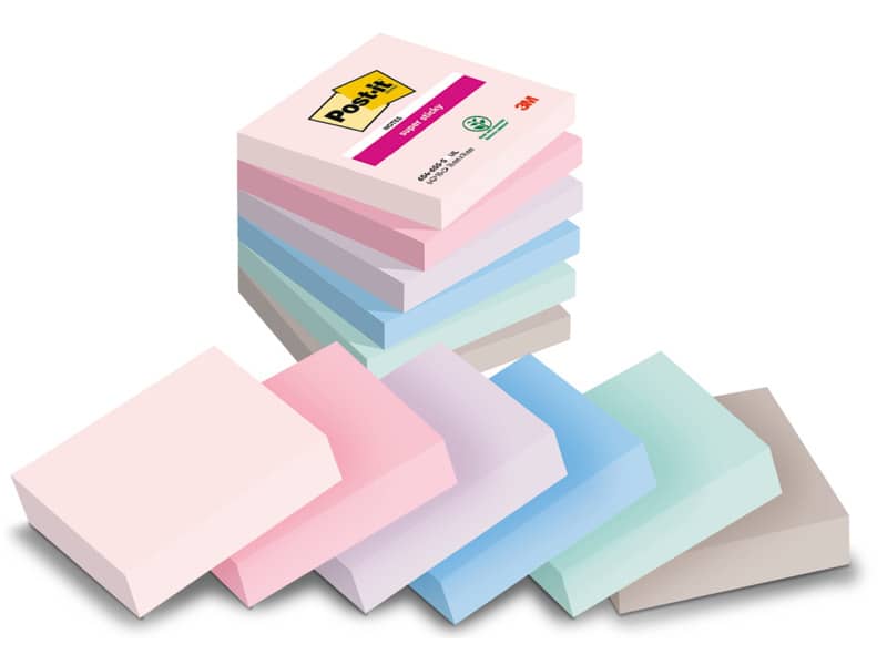 Foglietti Post-it® Super Sticky Soulful 76x 76 mm conf. 4 blocchetti + 2 gratis da 90 ff