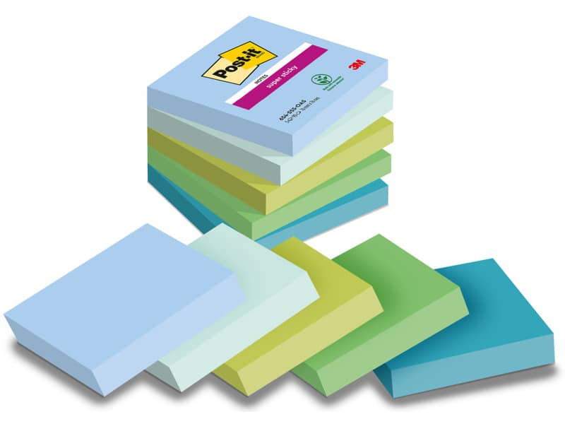 Foglietti Post-it® Super Sticky Oasis - conf. 5 blocchetti da 90 ff 76x76 mm - 654-5SS-OAS