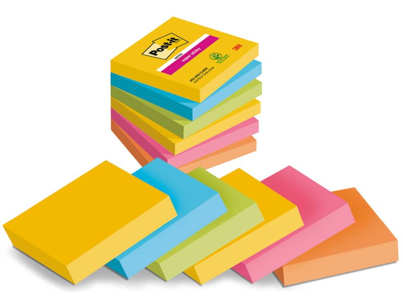 Foglietti Post-it® Super Sticky Carnival 76x 76 mm conf. 4 blocchetti + 2 gratis da 90 ff