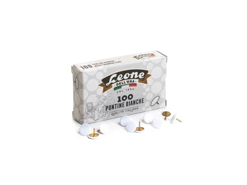 Puntine da disegno Leone Dell'Era diametro testa 9,5 mm - bianche scatola di cartone da 100 pezzi