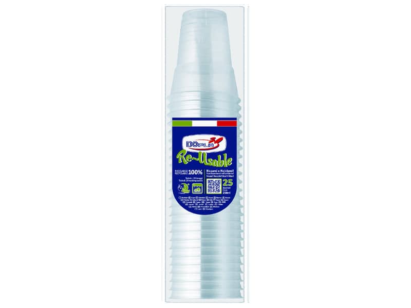 Bicchieri trasparenti in polistirene Dopla 250 ml (200 L) conf. 25 pz