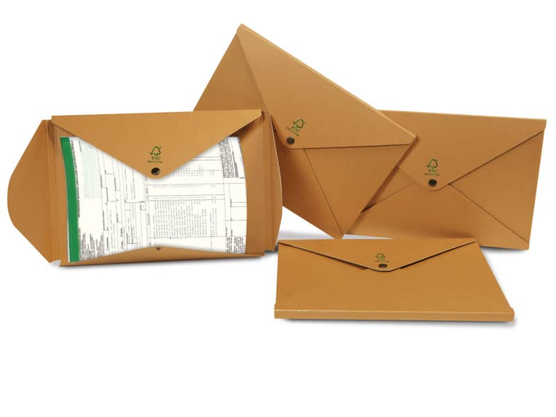 Cartellina a busta con bottone in cartoncino ecologico Euro-Cart - 24x34 cm - avana - FMCXECOBUSTA