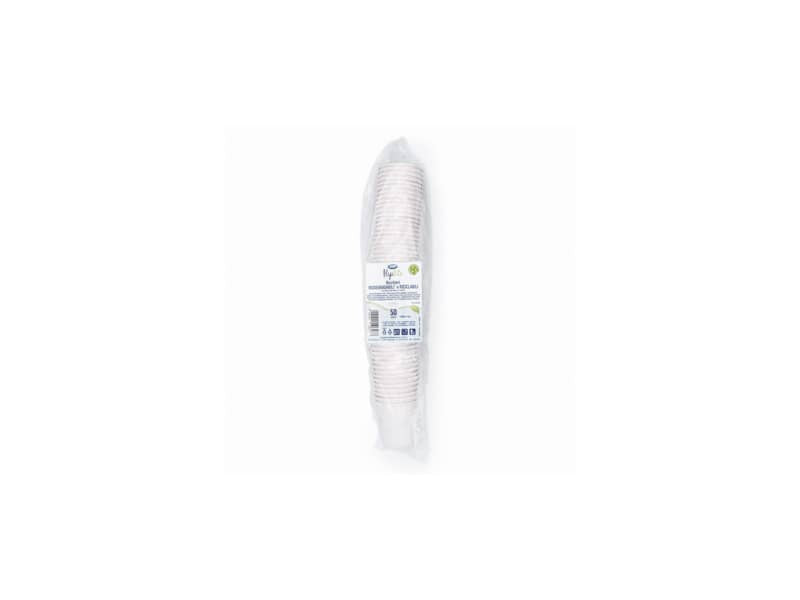 Bicchieri bianchi Bio in cartoncino PAP Ilip Fibraware 2,7 gr - ø 62 mm 120ml/120 cc conf. 50 pezzi