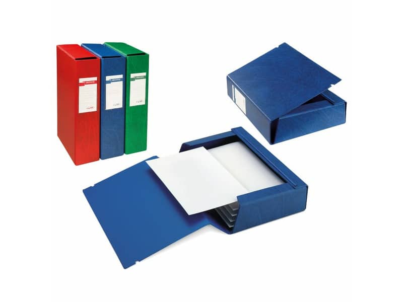 Cartelle in Colpan con chiusura a tre lembi con elastico - 26x36 cm - dorso 8 cm Sei Rota rosso