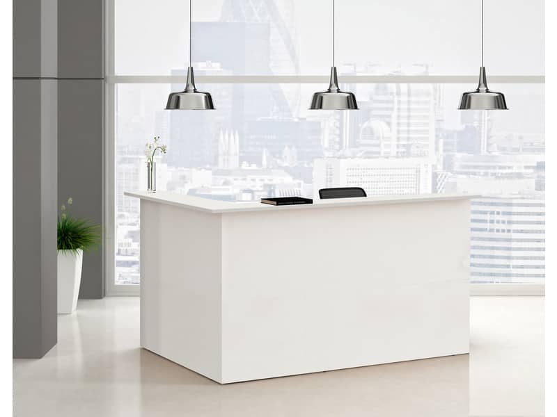 Bancone reception angolare 90° bianco 76x76xH.117 cm in melaminico linea Musa Artexport - 2824-COR/3