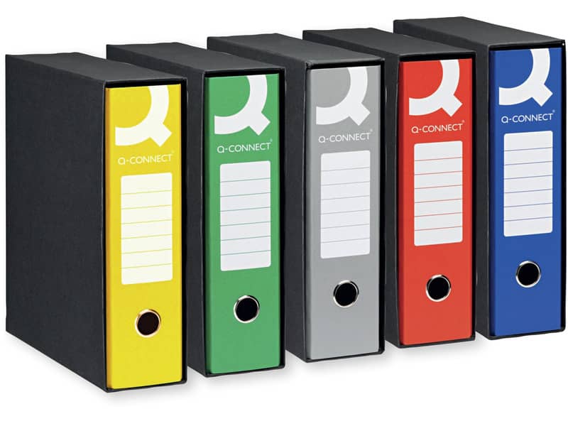 Registratore protocollo con custodia Q-Connect dorso 8 cm - 28,5x34,3 cm - blu RQ-CON-P8BL