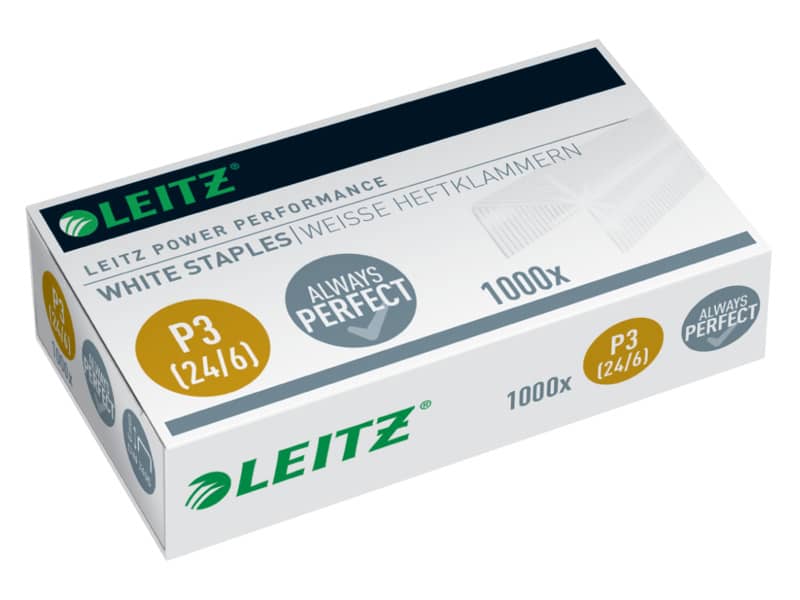 Punti metallici 24/6 Leitz in metallo bianco scatola da 1000 punti