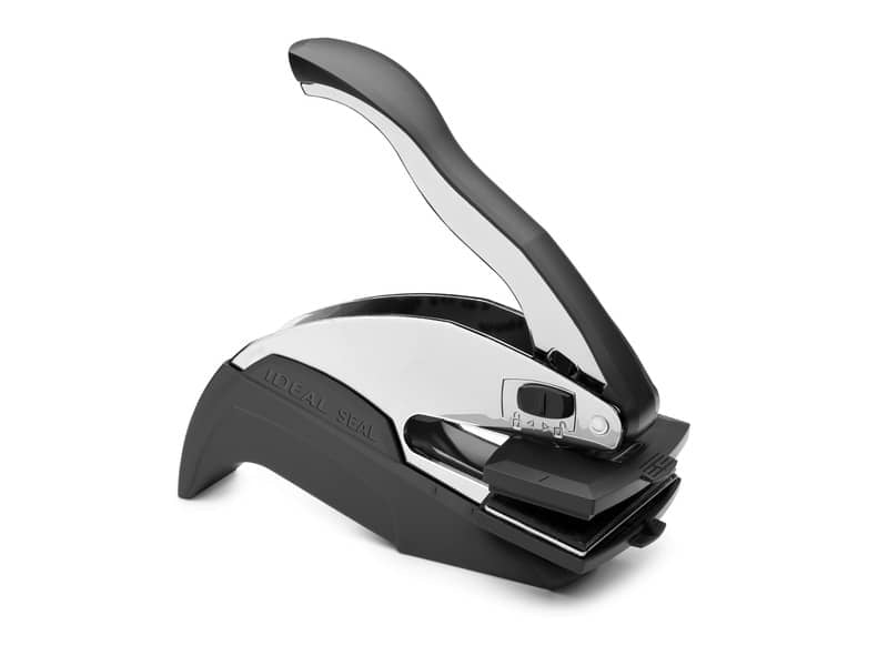Ideal Seal /LS Cromo - Timbro a secco PERSONALIZZATO - pressa 25x51 mm - con borsa deluxe