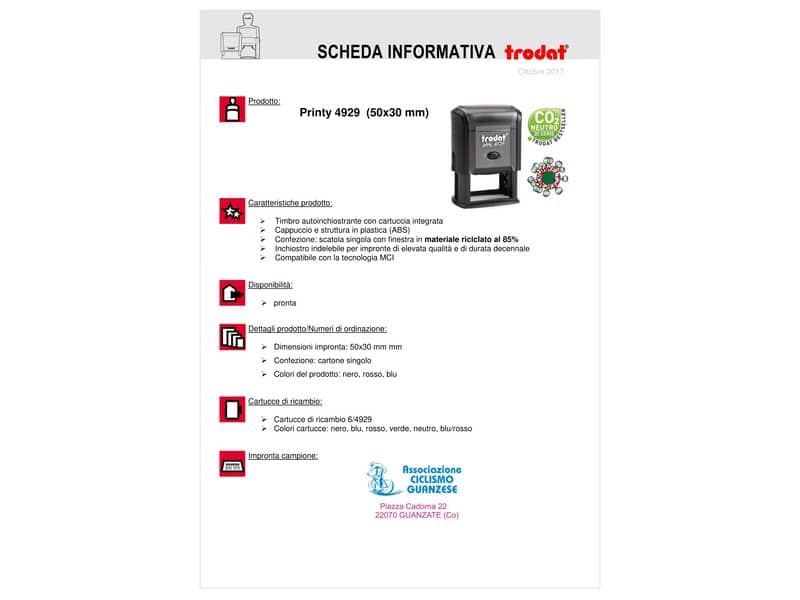 Printy 4929 - Timbro di testo PERSONALIZZATO fino a 7 righe dimensione max personalizzazione 50x30 mm