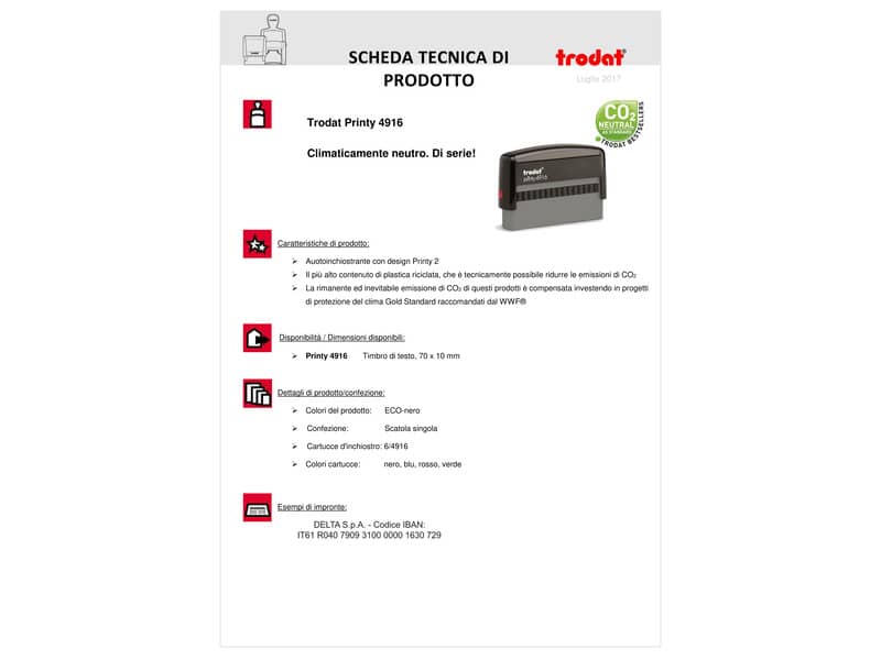 Timbro doppio datario con testo Trodat Printy 4816/PL PERSONALIZZATO dimensione max pers.ne 51,5x5 mm 1 riga testo