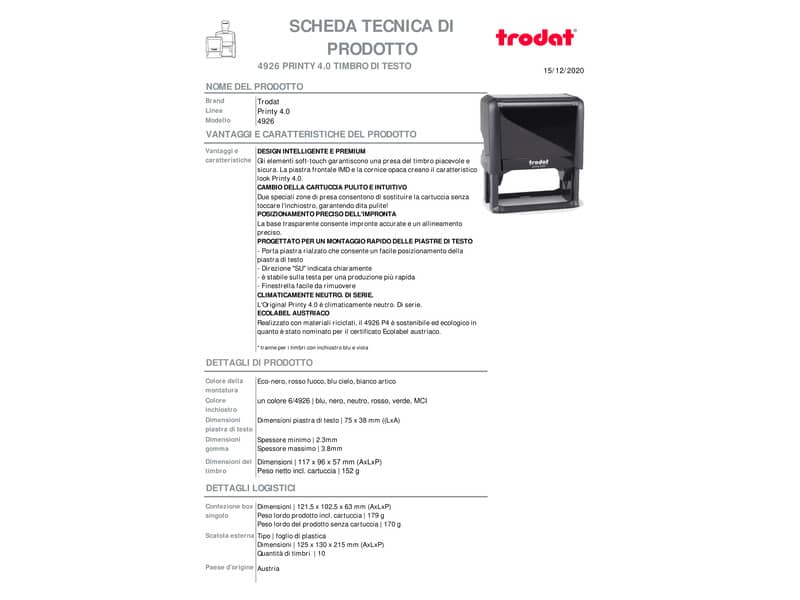 Printy 4926 - Timbro di testo PERSONALIZZATO fino a 10 righe dimens. max personalizzazione 75x38 mm