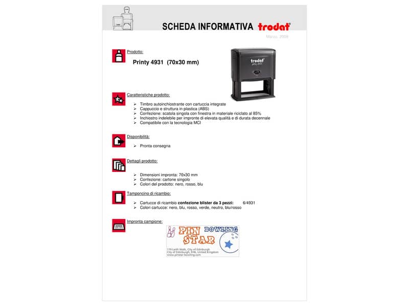 Printy 4931 - Timbro di testo PERSONALIZZATO fino a 7 righe dimensione max personalizzazione 70x30 mm