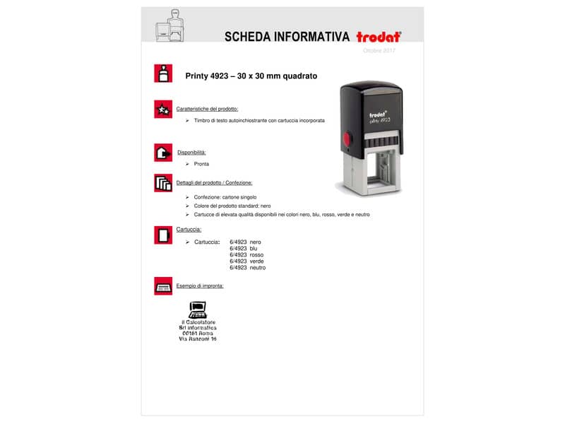 Printy 4923 - Timbro di testo PERSONALIZZATO fino a 7 righe dimensione max personalizzazione 30x30 mm