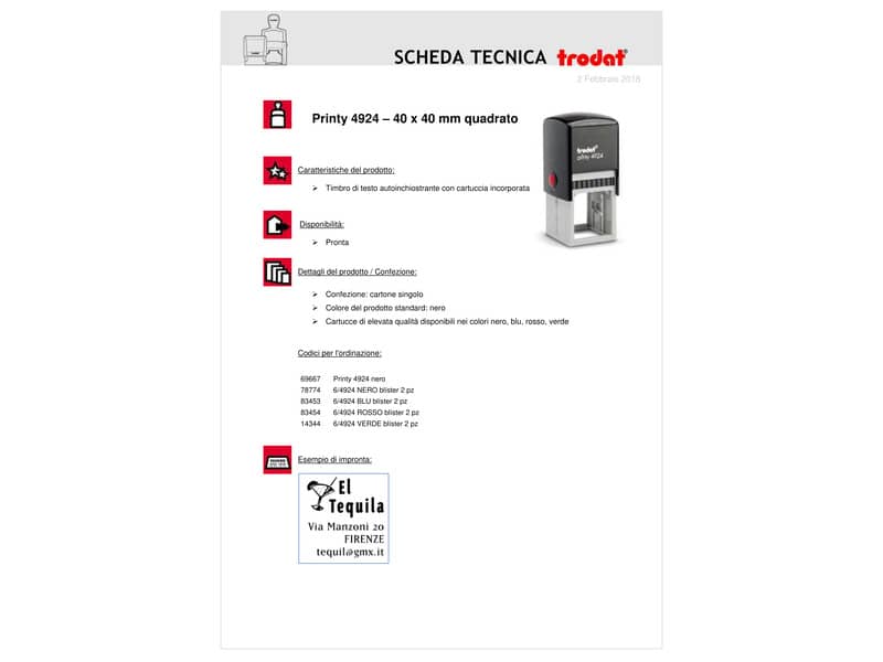Printy 4924 - Timbro di testo PERSONALIZZATO fino a 8 righe dimensione max personalizzazione 40x40 mm
