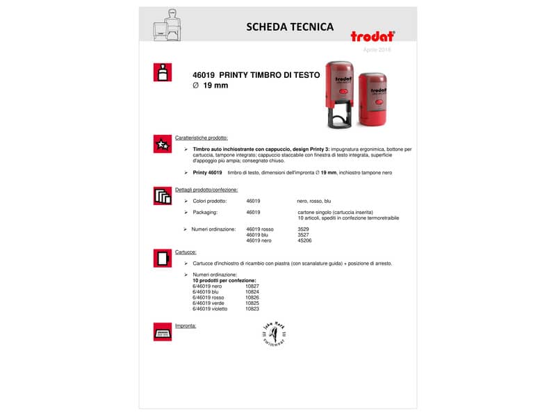 Printy - Timbro di testo PERSONALIZZATO fino a 4 righe dimensione max personalizzazione Ø25 mm