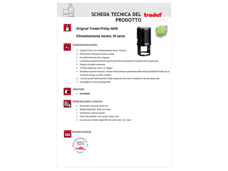 Printy 4630 - Timbro di testo PERSONALIZZATO fino a 7 righe dimensione max personalizzazione Ø30 mm