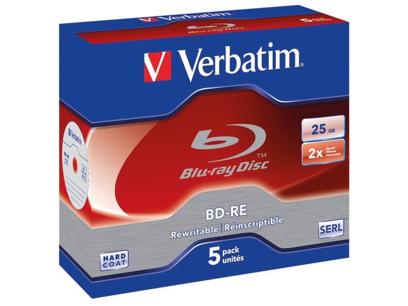 Blu-Ray BD-RE Verbatim 25 GB 2x Jewel Case conf. da 5