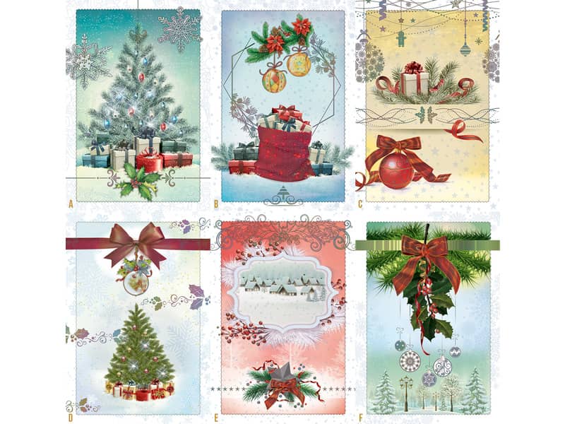 Biglietti augurali Natalizi glitterati 12x18 cm - conf. 6 pz Biembi B2X202C61