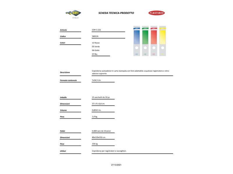 Copridorso autoadesivi Sei Rota CDR-S 7x34,5 cm blu Conf. 10 pezzi