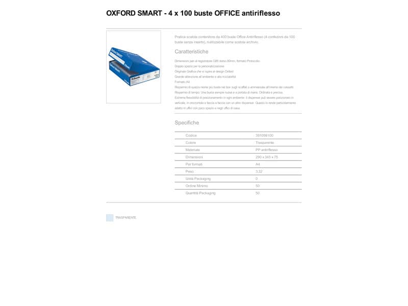 Buste a perforazione universale goffrate Esselte OXFORD SMART PP antiriflesso 22x30 cm conf.400