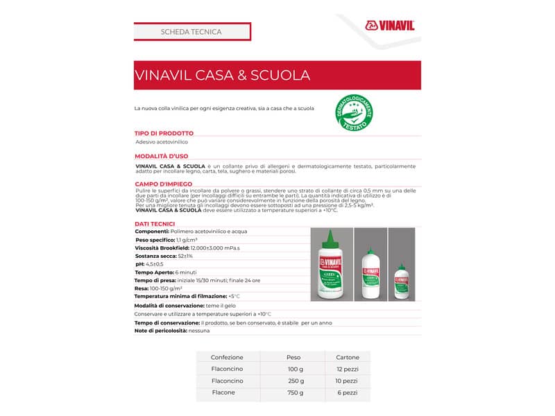 Colla vinilica Vinavil Casa&Scuola - 750 g D0659