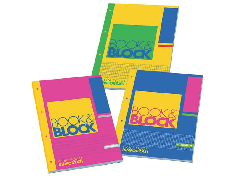 Blocco 40 ff A4 collato lato lungo - forati e rinforzati - 80 gr/mq Blasetti Blocco Book & Block quadretto 5M - 5720
