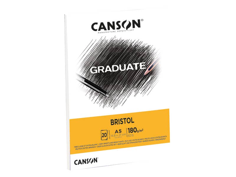 Blocco GRADUATE Bristol A5 20 fogli. 180 g/m² Canson bianco C400110382