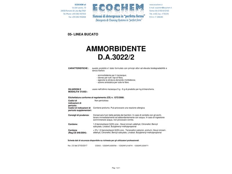 Ammorbidente concentrato D.A.3022/2 Ecochem 5 L 12302NFL0059769