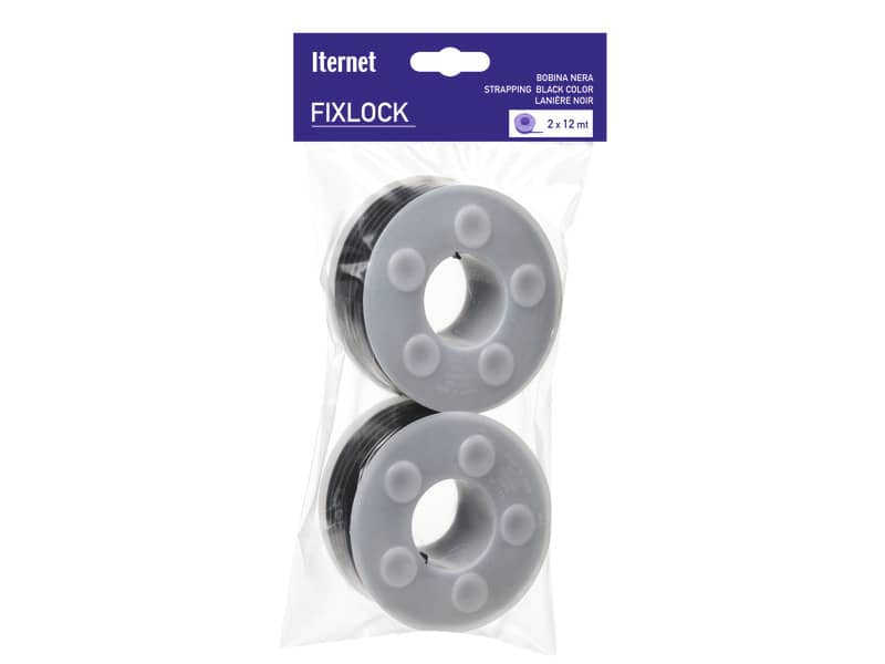 Bobina in nylon dentato ultra resistente per fascettatrice FIXLOCK - Conf. 2 bobine Iternet nera - 0071