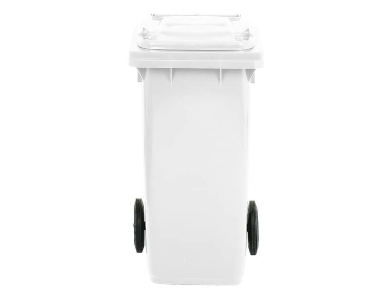 Bidone carrellato per raccolta differenziata 120 lt con coperchio PEHD Mobil Plastic bianco - 1/120/5-BIL
