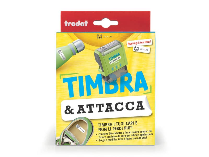 Timbro componibile Timbra & Attacca Trodat nero - misure e set assortiti