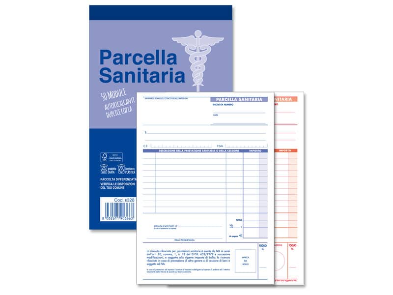 Blocco parcelle sanitarie O.C.L. 50x2 copie autoricalcanti 14x21 cm 0328