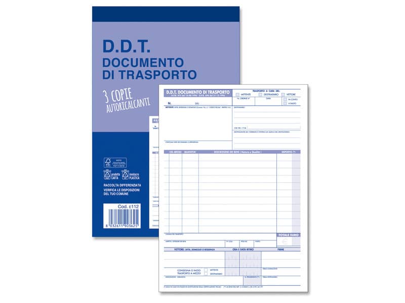 Blocco O.C.L. DDT mittente - destinatario vettore 33x3 copie - 14x21 cm - 0112N