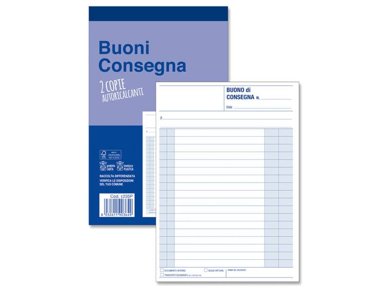 Blocco buoni di consegna O.C.L. 50x2 copie autoricalcanti - 15x20 cm conf. 5 blocchi - 0235N