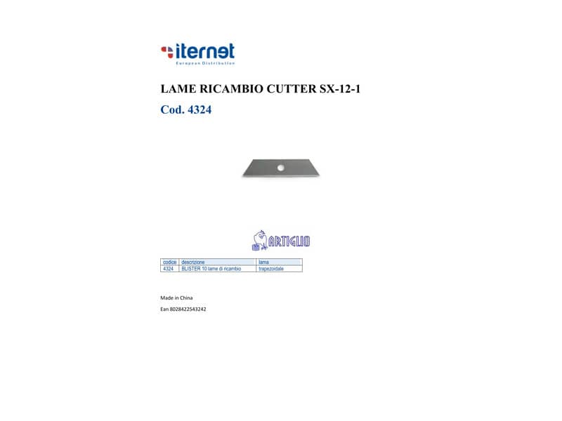 Lame di ricambio trapezoidali per cutter Artiglio SX-12-1 - 18 mm in conf. da 10 pezzi - 4324