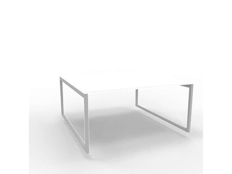 Bench piano bianco 160x160xH.75 cm gamba ad anello in acciaio argento linea Practika P2 Quadrifoglio - ECBEA16-BA-A