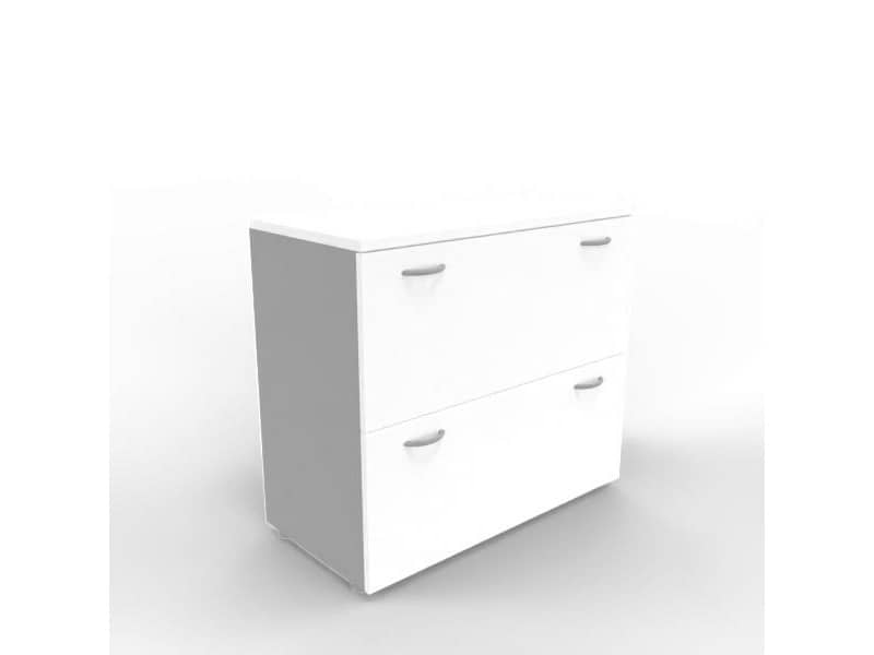 Armadio basso bianco con scocca argento 90x45xH.81,5 cm con due classificatori estraibili Practika - ECEB90C-BA-AA-BA