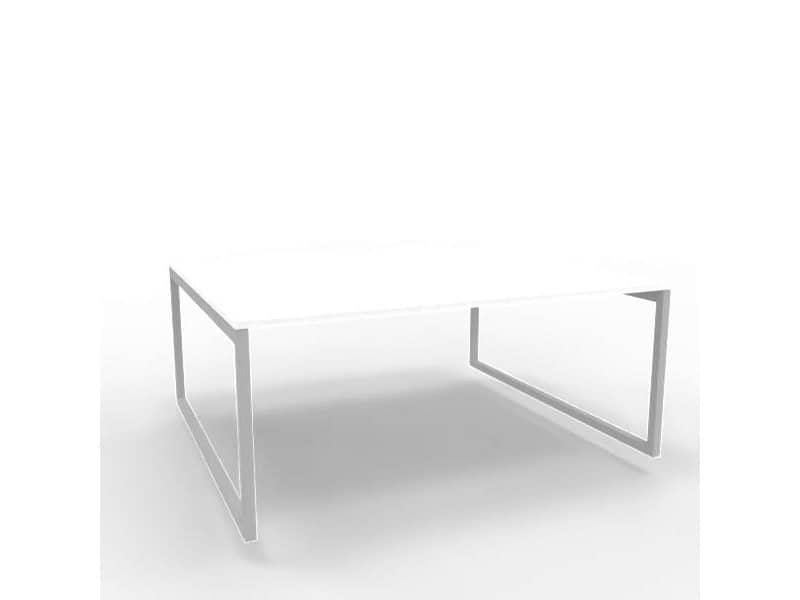 Bench piano bianco 180x160xH.75 cm gamba ad anello in acciaio argento linea Practika P2 Quadrifoglio - ECBEA18-BA-A