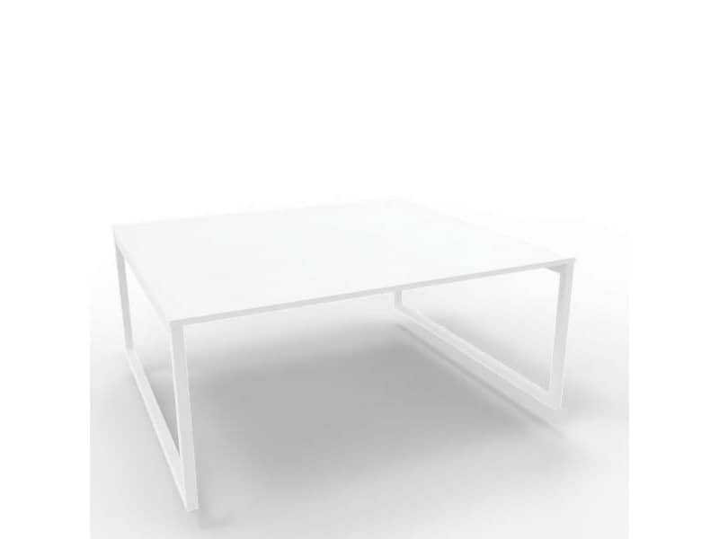 Bench piano bianco 180x160xH.75 cm gamba ad anello in acciaio bianco linea Practika P2 Quadrifoglio - ECBEA18-BA-I