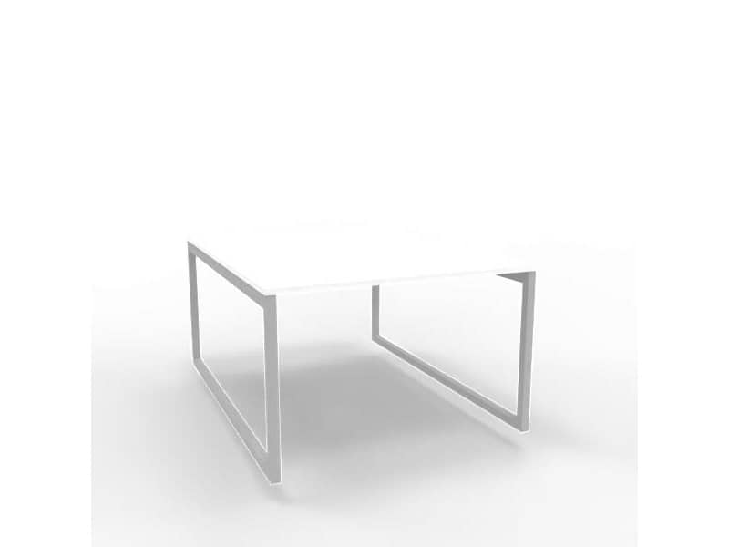 Bench piano bianco 120x160xH.75 cm gamba ad anello in acciaio argento linea Practika P2 Quadrifoglio - ECBEA12-BA-A