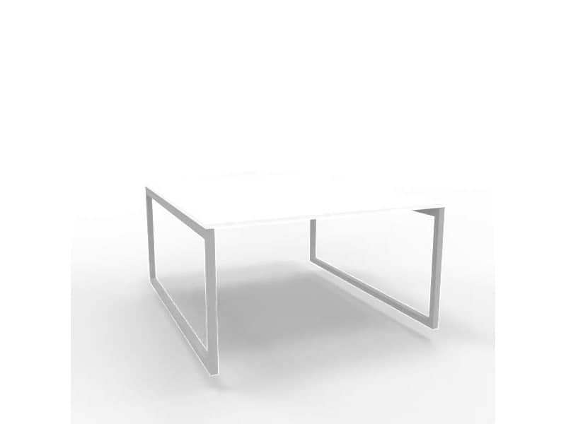 Bench piano bianco 140x160xH.75 cm gamba ad anello in acciaio argento linea Practika P2 Quadrifoglio - ECBEA14-BA-A