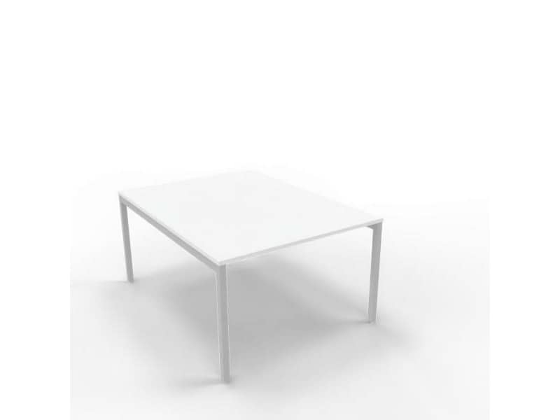 Bench piano bianco 120x160xH.75 cm gamba a ponte in acciaio argento linea Practika P3 Quadrifoglio - ECBEC12-BA-A