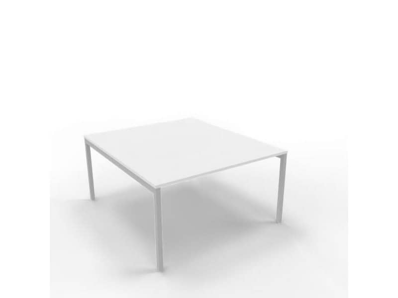 Bench piano bianco 140x160xH.75 cm gamba a ponte in acciaio argento linea Practika P3 Quadrifoglio - ECBEC14-BA-A