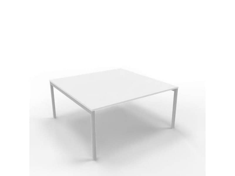 Bench piano bianco 160x160xH.75 cm gamba a ponte in acciaio argento linea Practika P3 Quadrifoglio - ECBEC16-BA-A