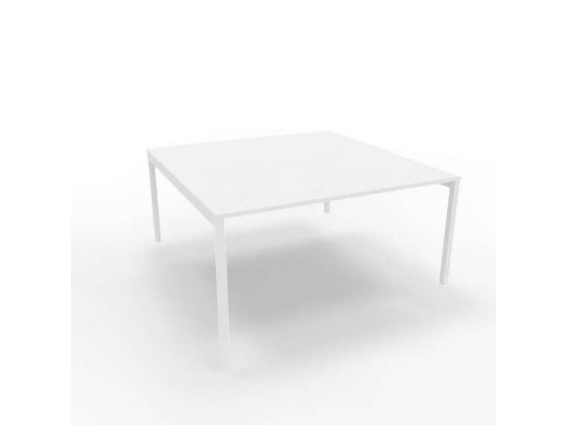 Bench piano bianco 160x160xH.75 cm gamba a ponte in acciaio bianco linea Practika P3 Quadrifoglio - ECBEC16-BA-I