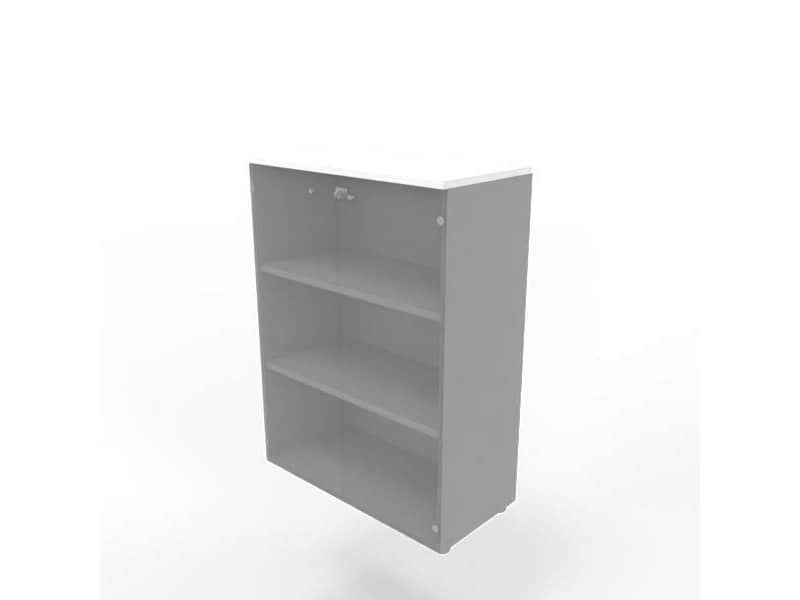 Armadio medio con ante vetro fumè, top bianco scocca argento 90x45xH.123,2 cm Practika Quadrifoglio - ECEM90V-BA-AA-GE
