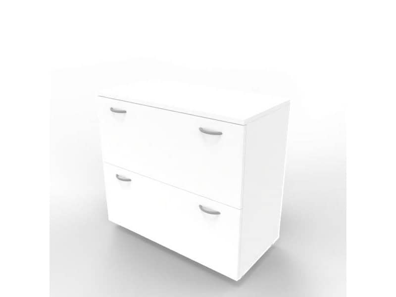 Armadio basso bianco con scocca bianca 90x45xH.81,5 cm con due classificatori estraibili Practika - ECEB90C-BA-BA-BA