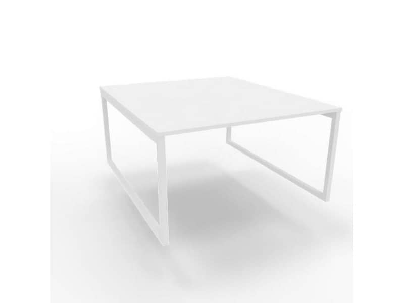 Bench piano bianco 140x160xH.75 cm gamba ad anello in acciaio bianco linea Practika P2 Quadrifoglio - ECBEA14-BA-I