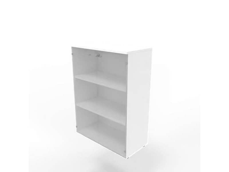 Armadio medio con ante vetro fumè, top bianco scocca bianca 90x45xH.123,2 cm Practika Quadrifoglio - ECEM90V-BA-BA-GE
